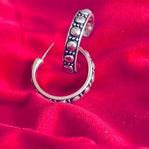 Retired Brighton Hoop Earrings - Black/Silver